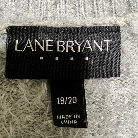 Lane Bryant Sweater Womens Gray White Colorblock Crew Neck Fuzzy Pullover-18/20 - Picture 3 of 3